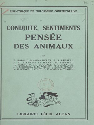cover image of Conduites, sentiments, pensée des animaux